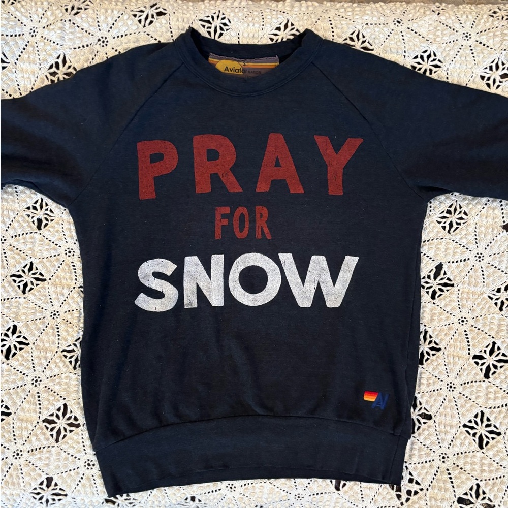 Aviator Nation Black Sweatshirt with Red and White Print - Picture 4 of 9